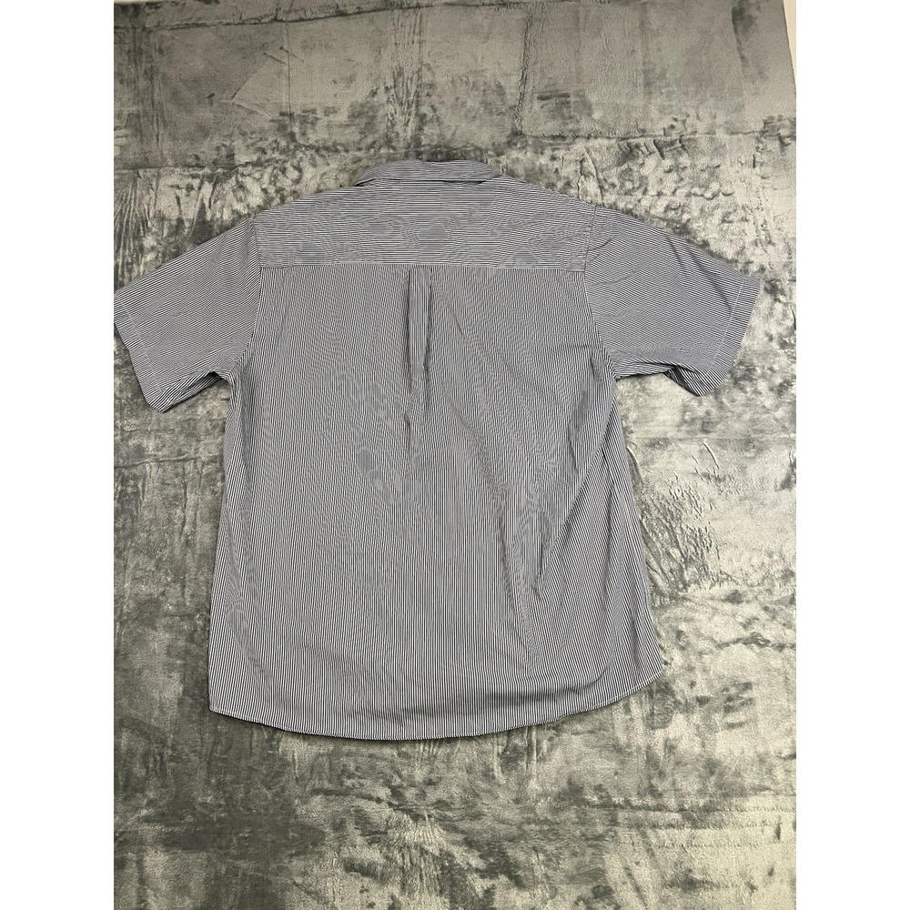Dixxon Men's 3XL Blue/White Striped Short Sleeve Cotton Canvas Button-Up Shirt - Picture 9 of 14
